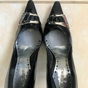 BCBG, size 9, black patton leather pumps.